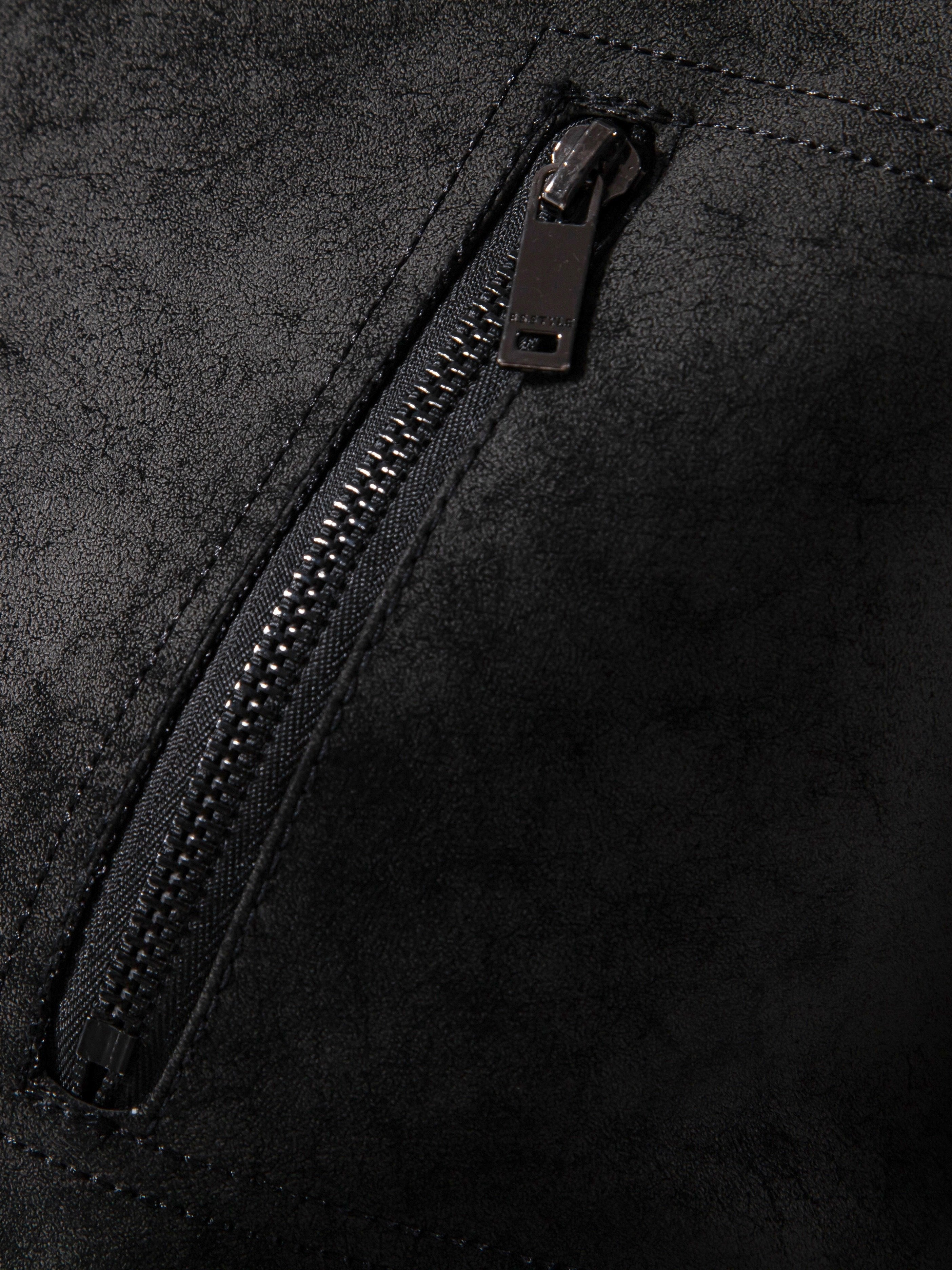 Erkaklar uchun retro bomber ko'ylagi, sun'iy zamsh PU charmidan tayyorlangan, sovg'a sifatida ideal.