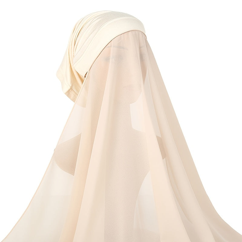 Women's Chiffon Instant Hijab with Built-in Undercap Windproof Sun Protection
