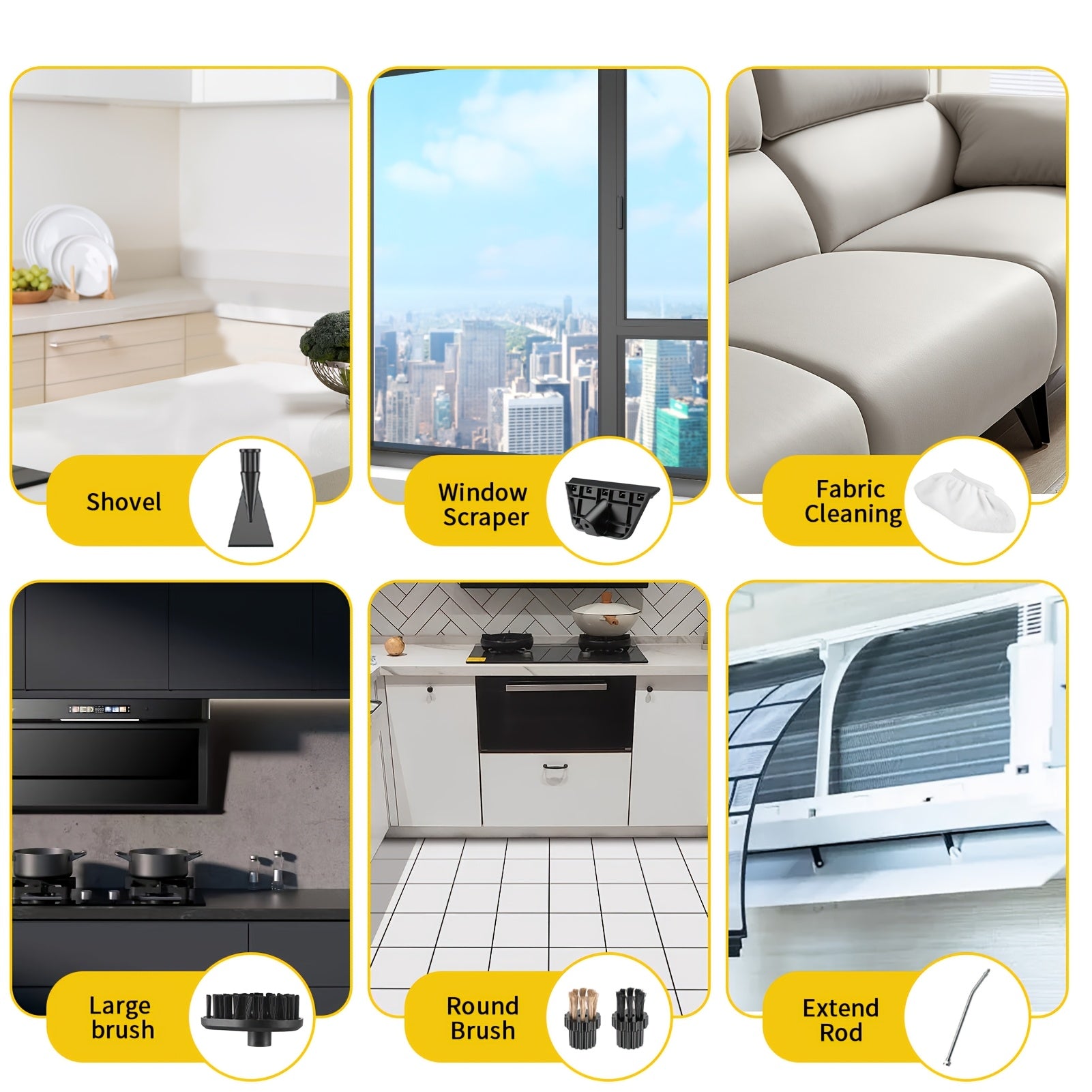 Handheld Steam Cleaner with Brush Heads for Kitchen Bathroom Car Cleaning