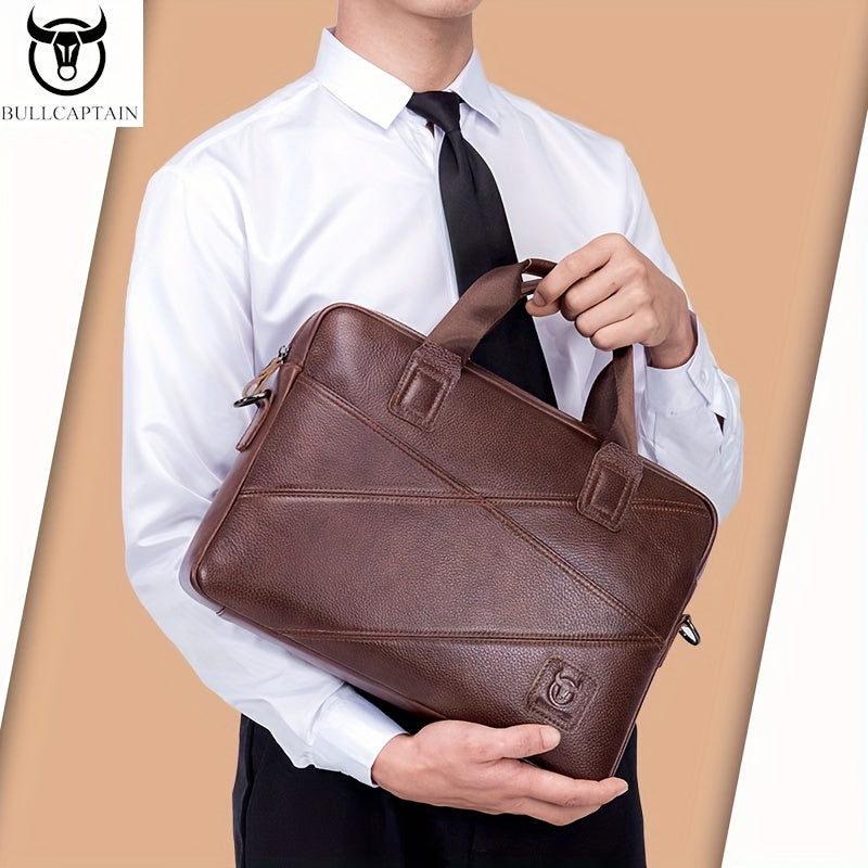 BULLCAPTAIN Erkaklar uchun Katta Hajmli Charm Briefcase, Biznes, Kompyuter va Sayohat uchun Ko'p Funktsiyali Sumka, Shuningdek, Er uchun Sevishganlar Kuni Sovg'asi sifatida ham ideal.