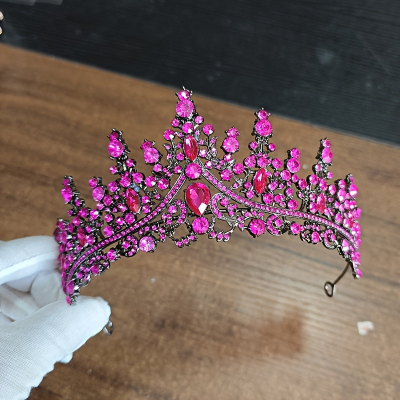 Diadema nupcial con cristales, corona oversized para bodas y eventos