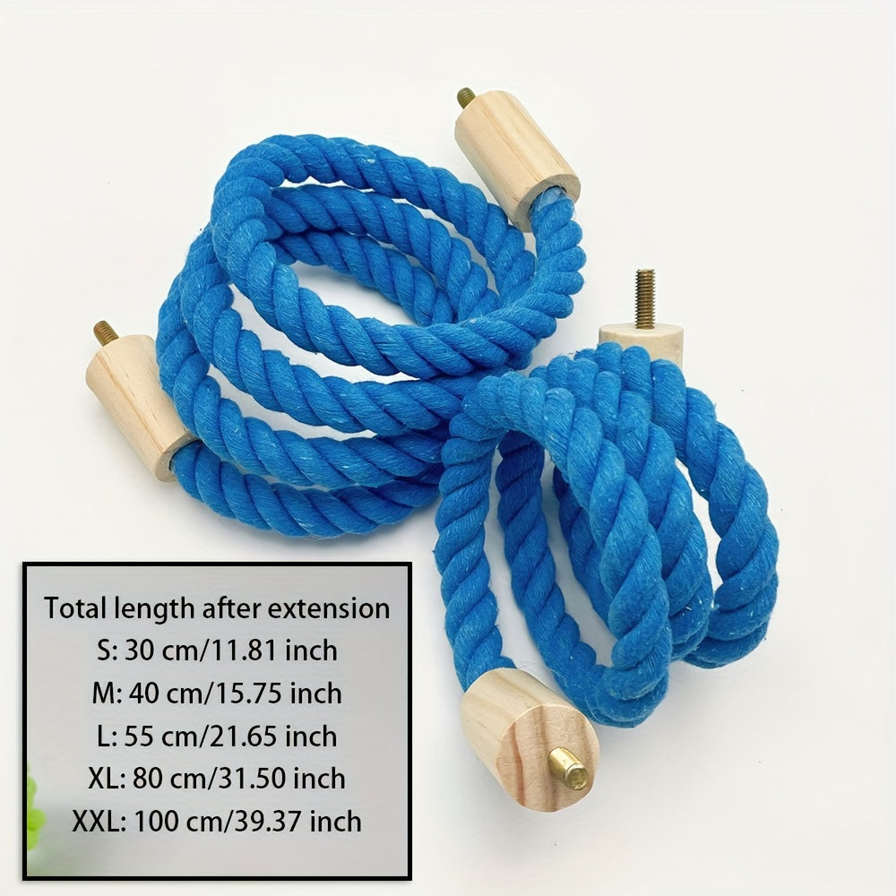 Blue Braided Rope Bird Perch with Wooden Platforms for Small Birds and Pets