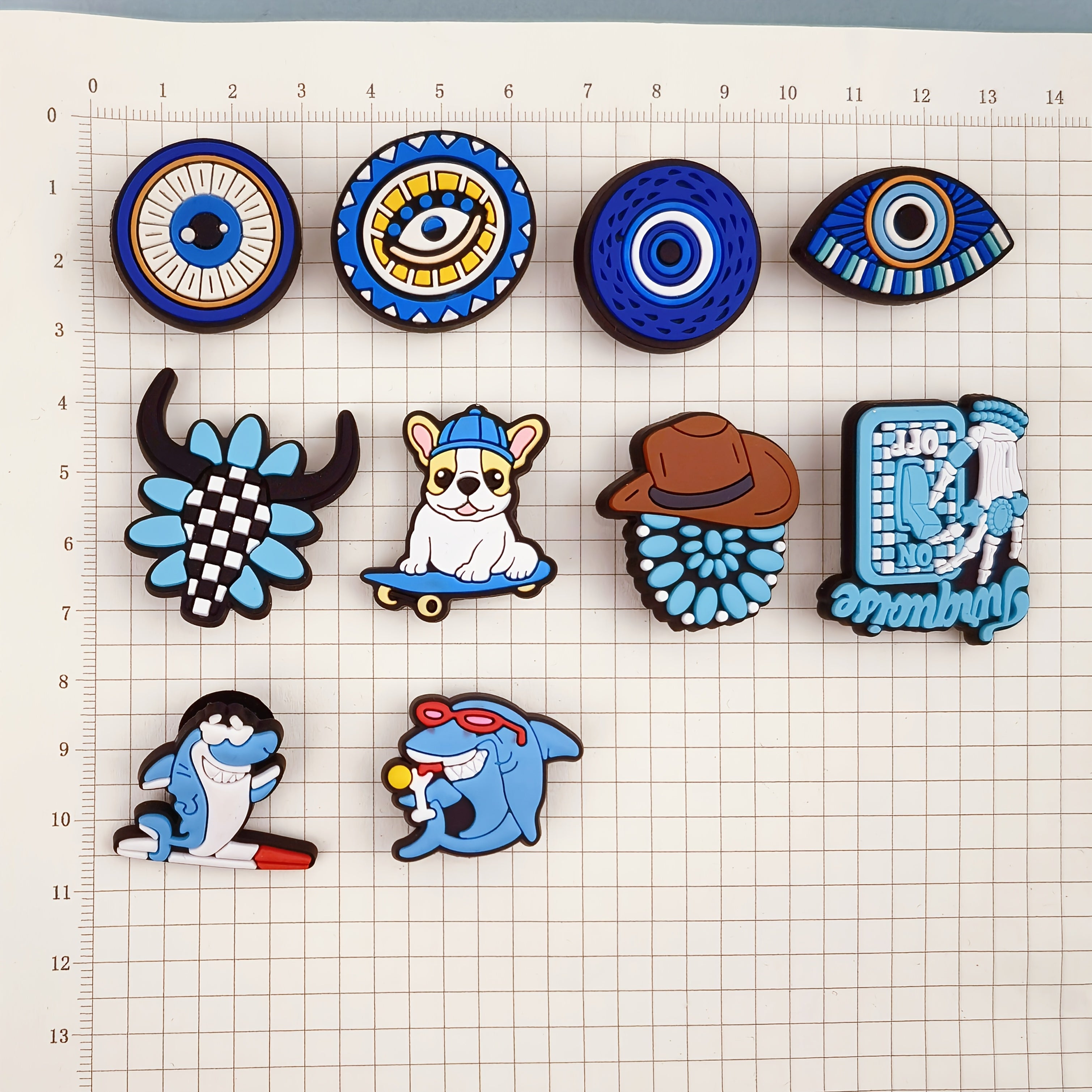 Women's Sandal and Bracelet Decoration Kit Blue Eye Pattern 8/10pcs
