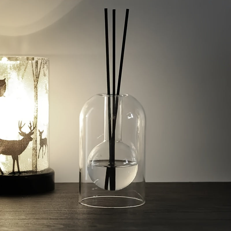 Glass Aromatherapy Diffuser Bottle with Geometric Design and Long-Lasting Fragrance