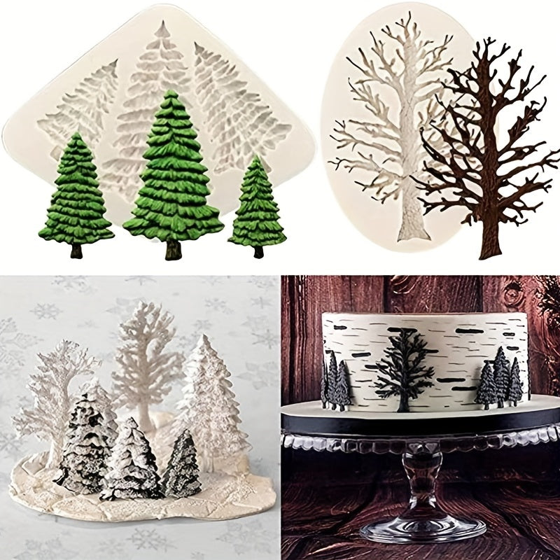 Tree Chocolate Molds Silicone 3D Pine Dead Tree Candy Fondant Cookie Baking Tools
