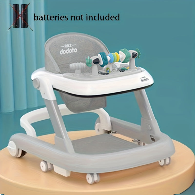 Gray Multi-Functional Baby Walker for Toddlers 6-18 Months with Wheels Seat and Anti-Tip