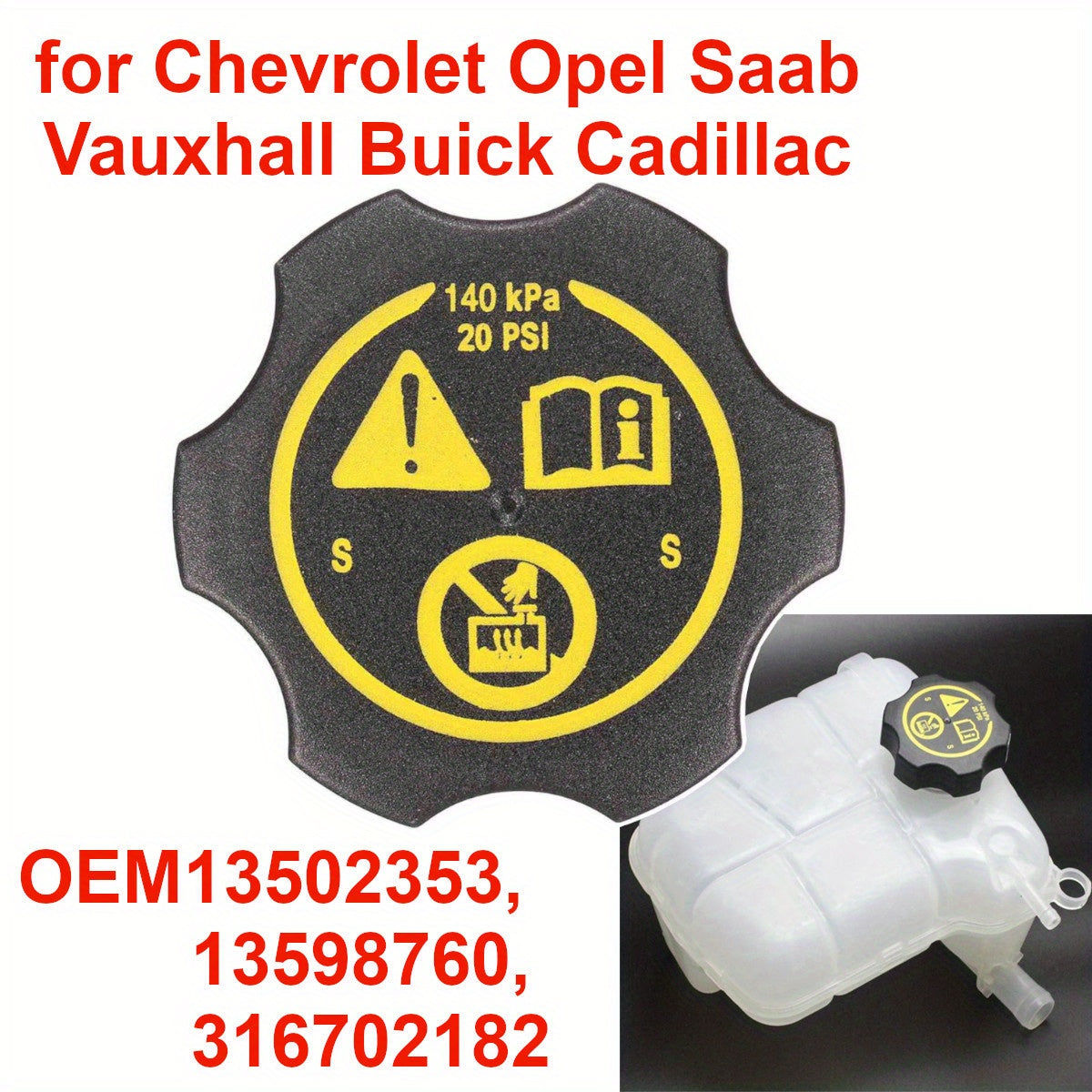 Avtomobil transport vositalari uchun yordamchi suv tanki qopqog'i kengaytirish tanki radiator qopqog'i