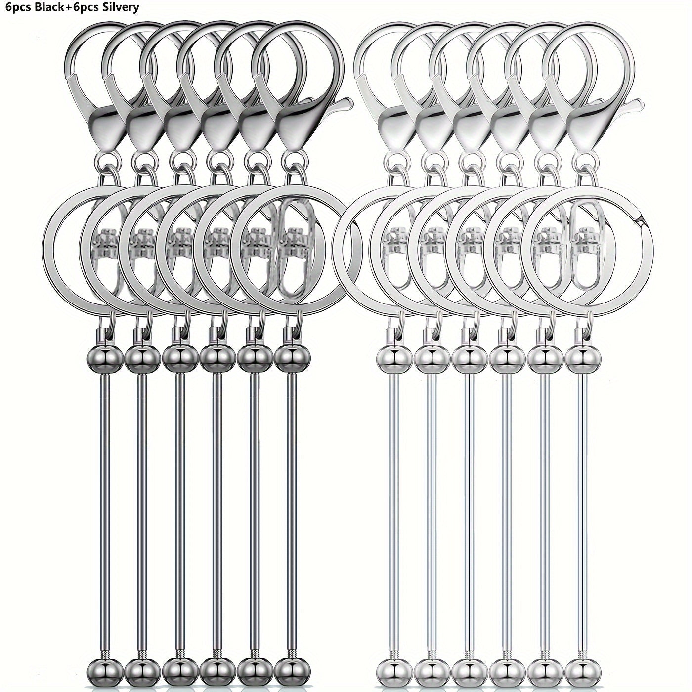 Set de 12 barras de llavero con cuentas para hacer joyería DIY, cuentas en blanco de oro