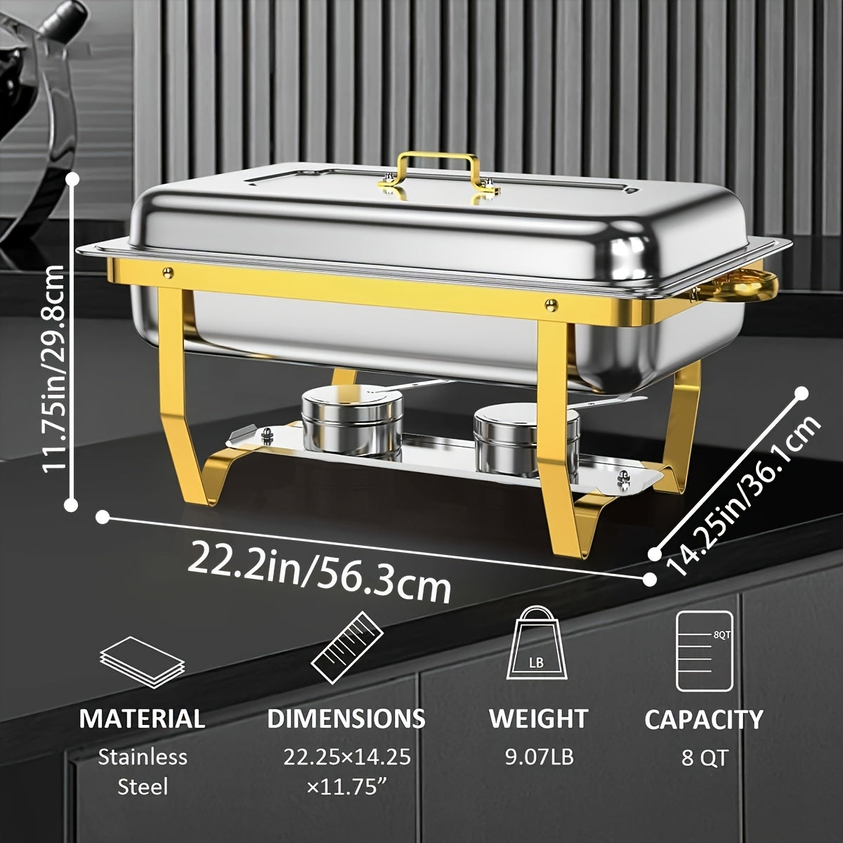Set de buffet de olla caliente de 2 piezas, kit premium de 8QT para cumpleaños, bodas y fiestas