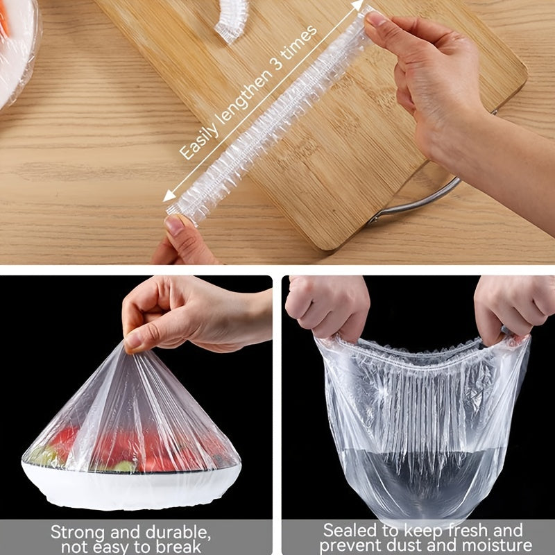 Disposable Food Wrap 100 Count Transparent Stretchable Elastic Kitchen Restaurant