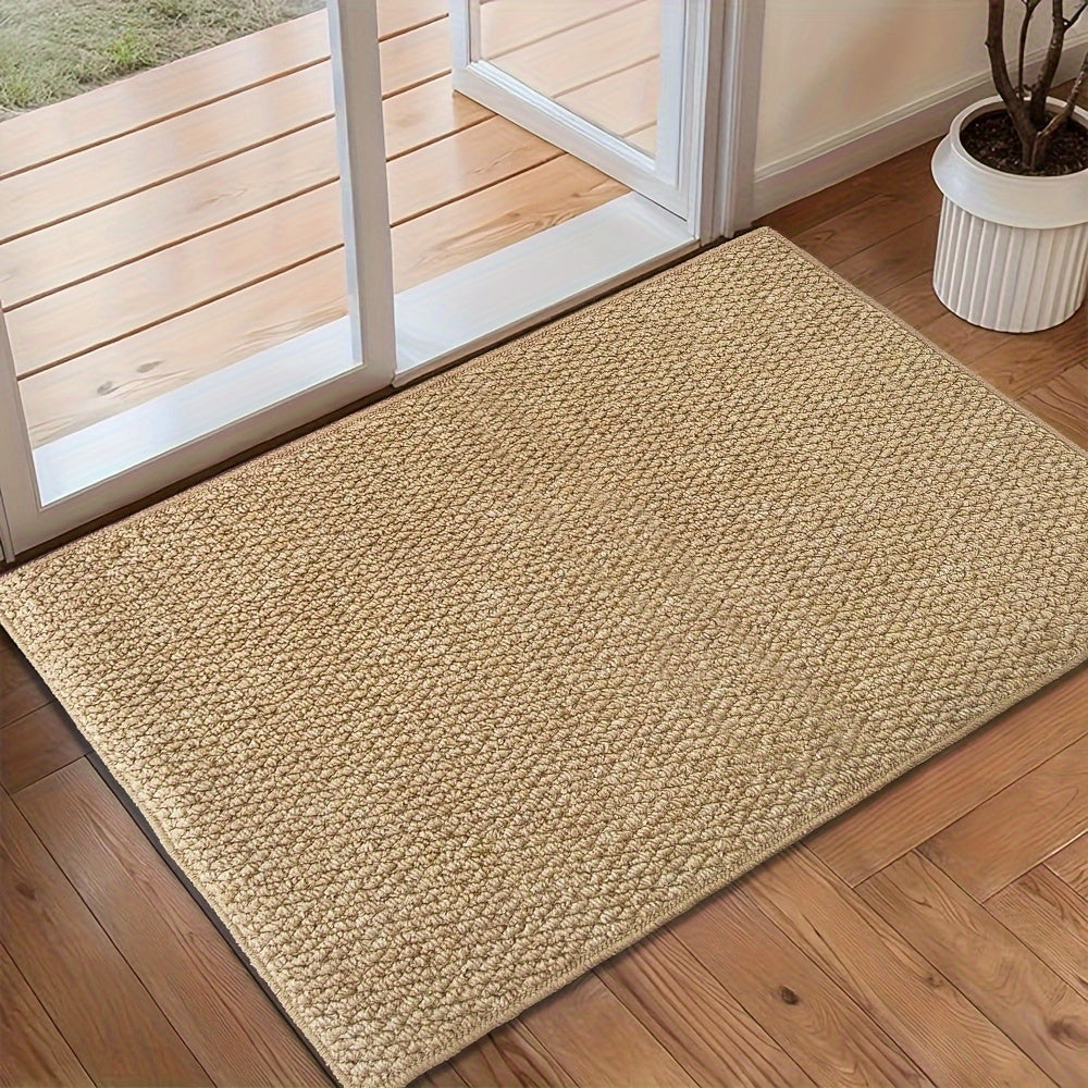 Absorbent Door Mat with Jute-Like Texture for Indoor Outdoor Entryways