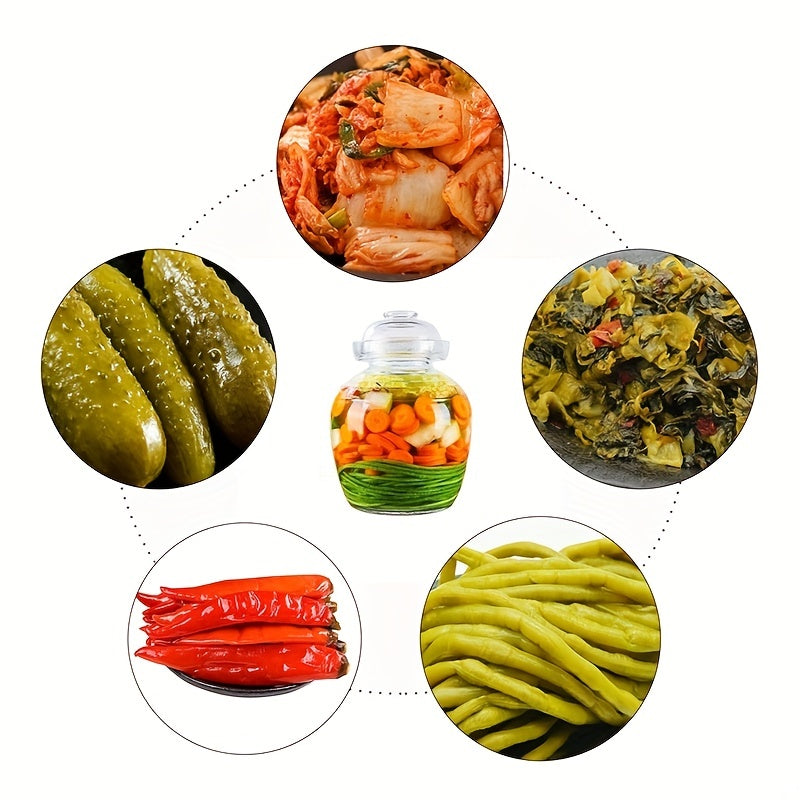 Glass Fermentation Jar with Lid Water Seal Airlock for Pickles Sauerkraut Kimchi Wine Brewing