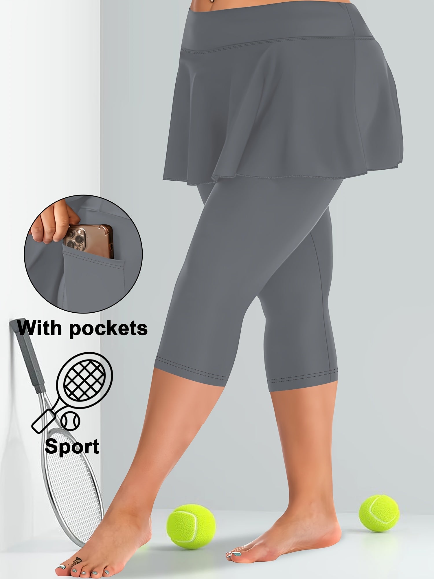 Women's High-Waisted Culottes With Pockets Soft Elastic Comfortable