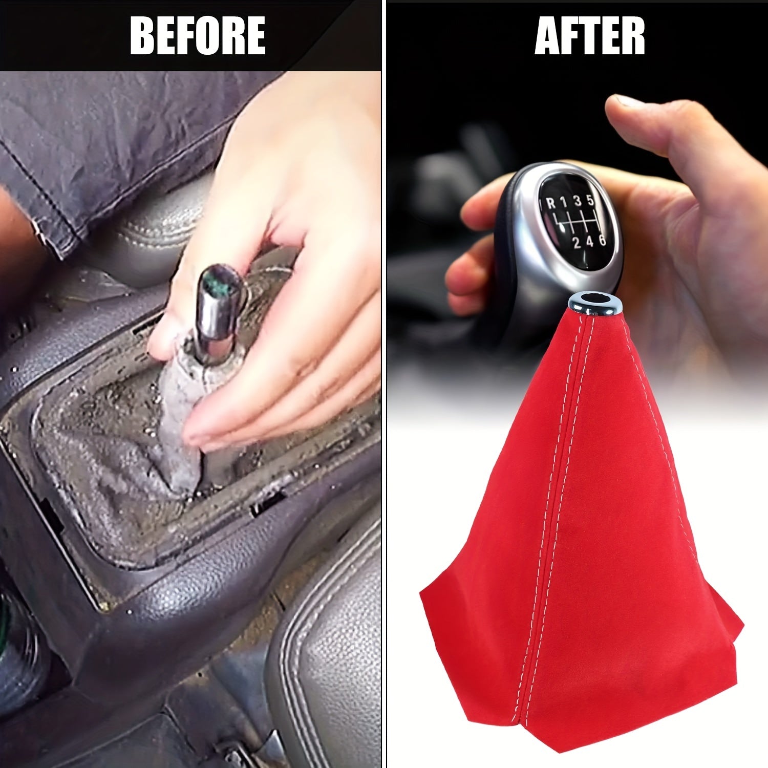 Universal Velvet Gear Shift Boot Gaiter with Stitching for Manual Transmission