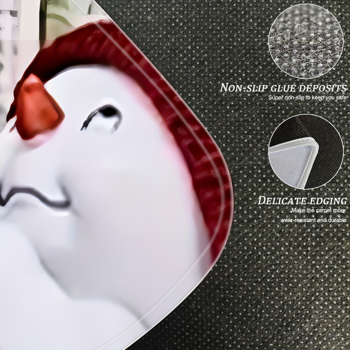 Christmas Snowman Kitchen Mat Non-Slip Absorbent Stain-Resistant Entryway Decor