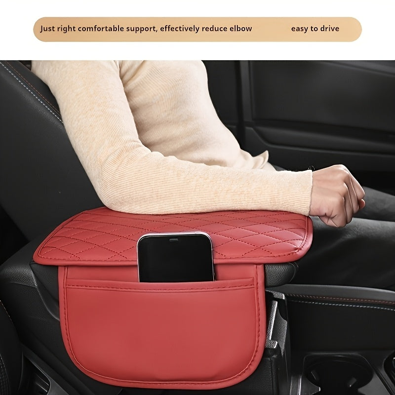 Car Armrest Pad With Two Pockets Universal Vehicle Interior Accessory