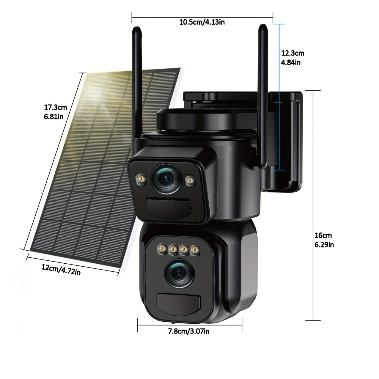 360-Degree Solar-Powered CCTV Camera with Spotlight Alarm Motion Detection Color Night Vision Two-Way Audio