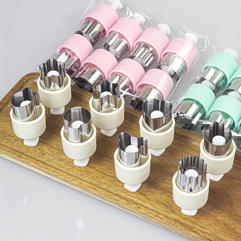 Set of 8 Stainless Steel Cookie and Fruit Print Baking Tools with Changeable Plungers