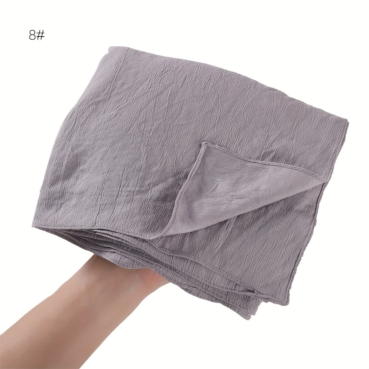 Breathable Muslim Women Hijab Solid Color Casual Crinkled Texture Sun and Wind Protection