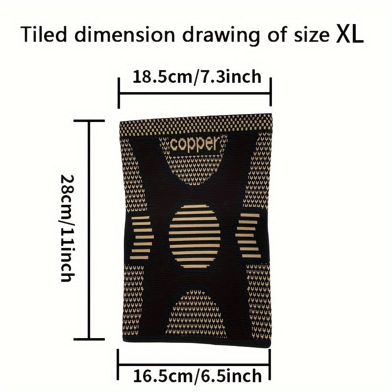 Set of 2 Unisex Copper Knee Support Sleeves for Sports Running Hiking