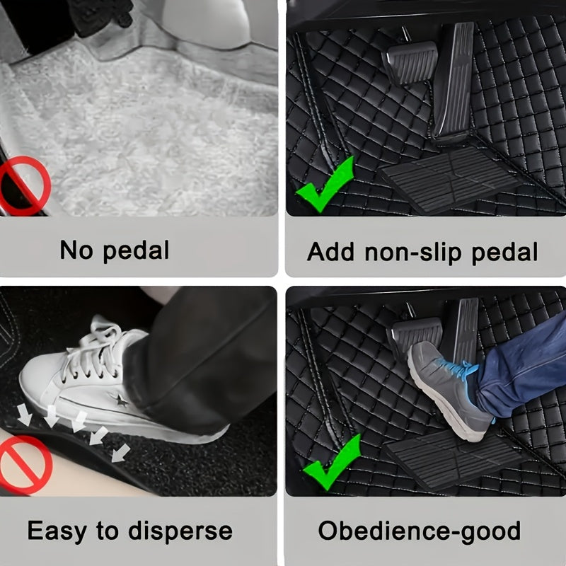 Car Floor Mats Set Faux Leather All-Weather Durable for Left-Hand Drive