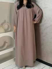 Vestido plisado con mangas globo para mujer, talla única