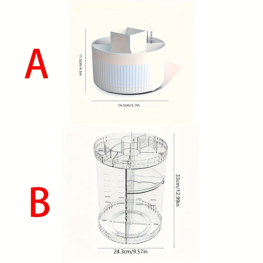 Organizador de maquillaje giratorio con soporte para bolígrafos para almacenamiento en tocador y escritorio
