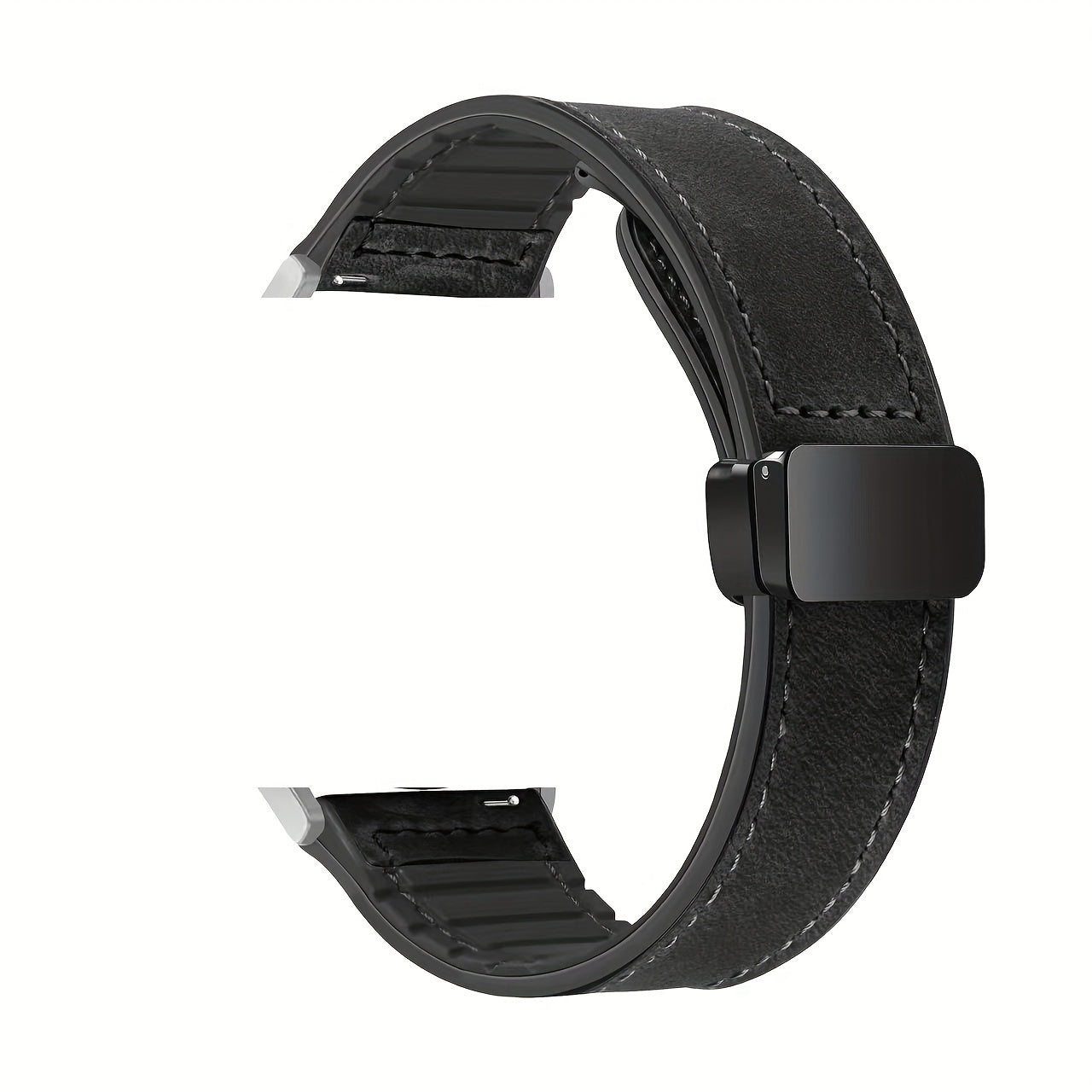 Synthetic Leather Smartwatch Band 20mm 22mm with Foldover Clasp Magnetic Buckle Compatible with Galaxy Watch Active 2 GTR GTS GT3 GT4