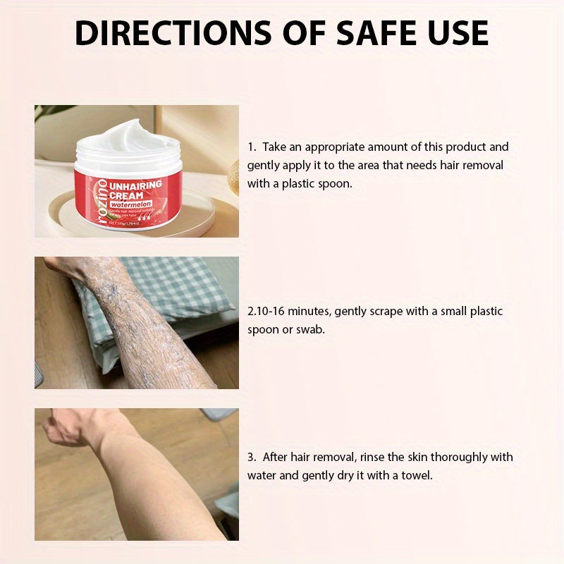 Watermelon Hair Removal Cream Painless Moisturizing Fast-Acting 50g for Face Body Armpits