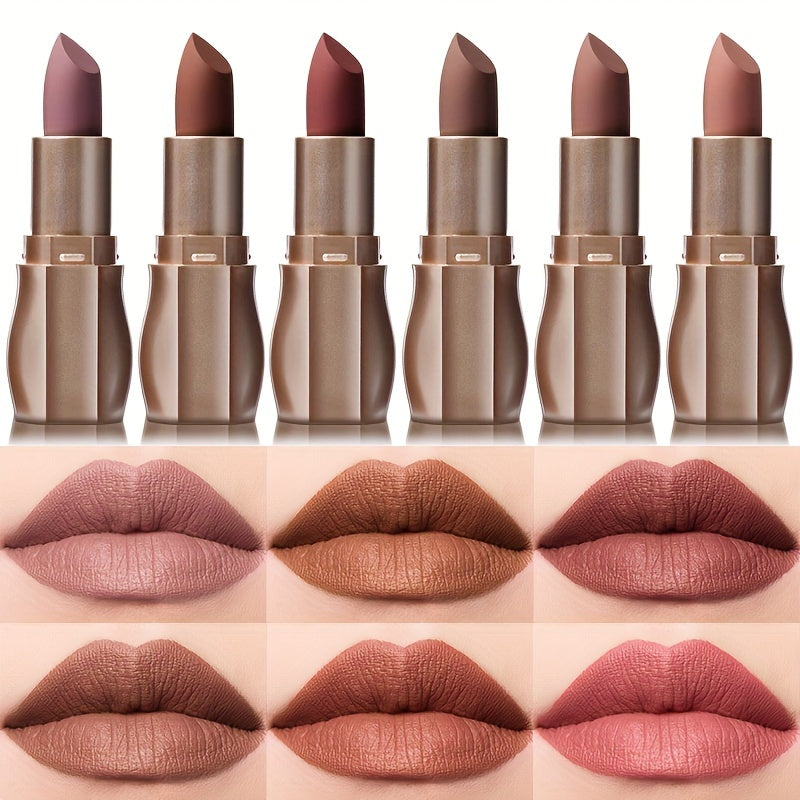 Women Matte Lipstick Nude Lipstick 6 Colors Long-lasting Lip Makeup