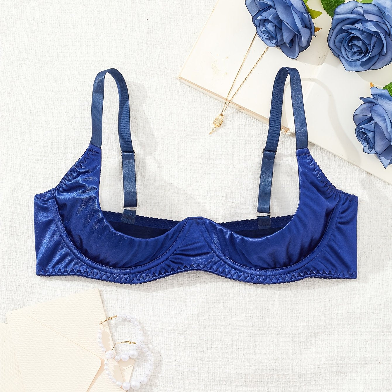 Plus Size Sheer Bralette Polyester Knit Strapless Adjustable Lingerie