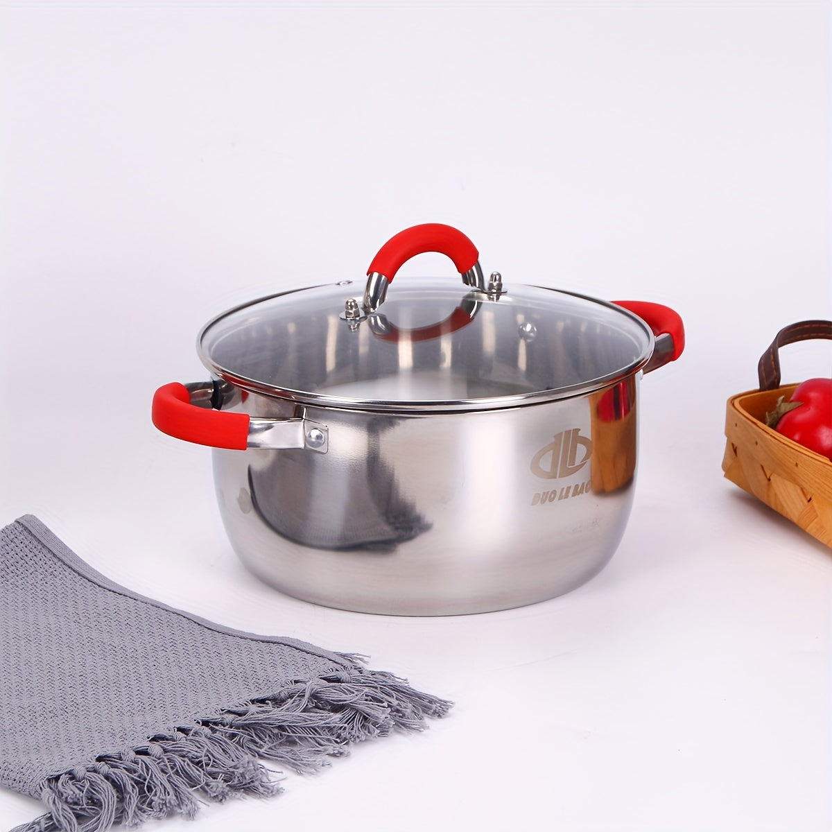 Stainless Steel Saucepan Set Non-Stick Cookware for Soup Stews with Silicone Handles