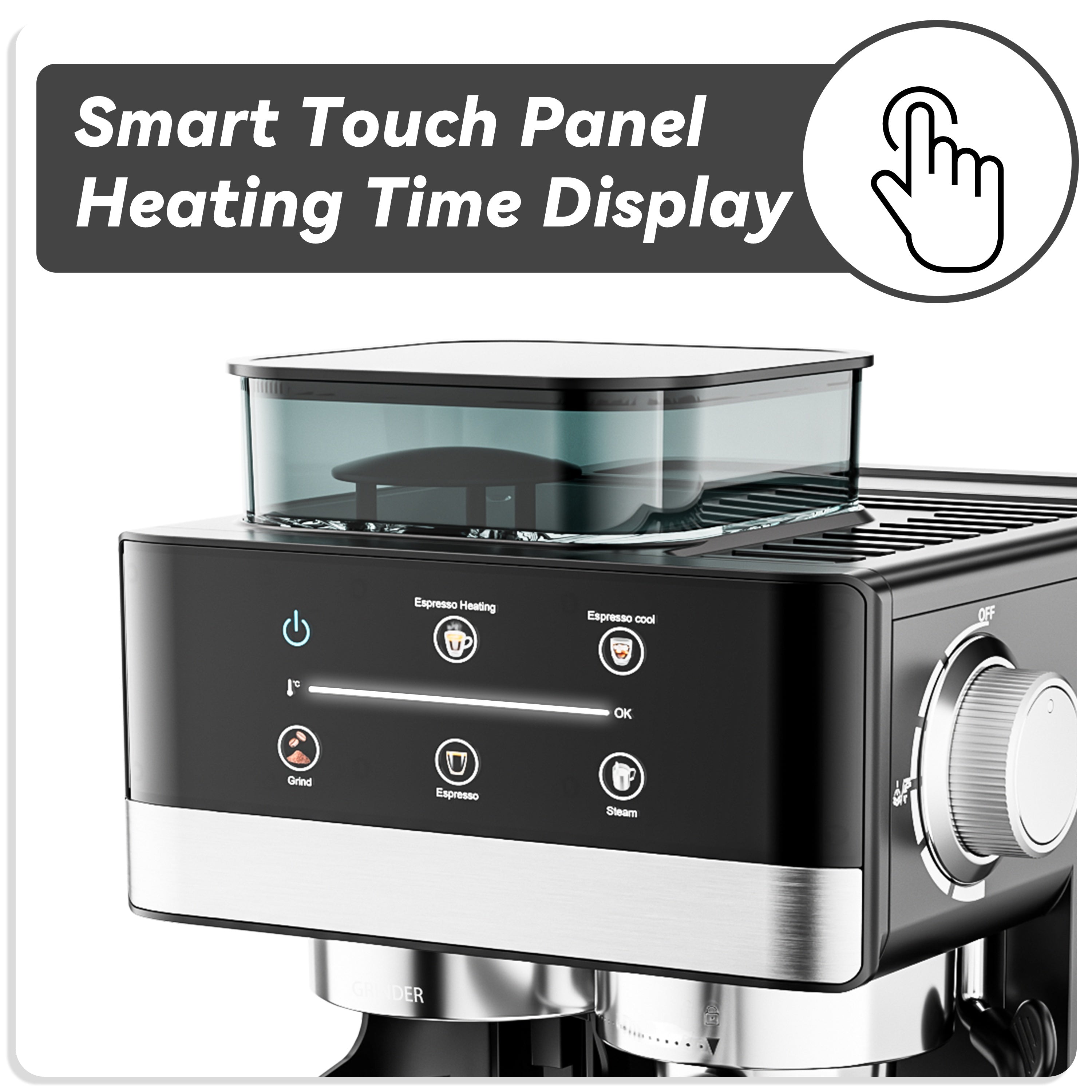 Touch Screen Espresso Machine with Milk Frother and Cold Brew Capability