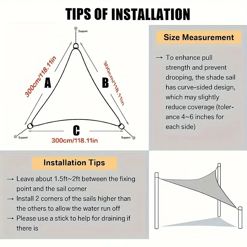 Outdoor Triangle Sunshade Canopy for Balcony Rain and Sun Shelter Orange