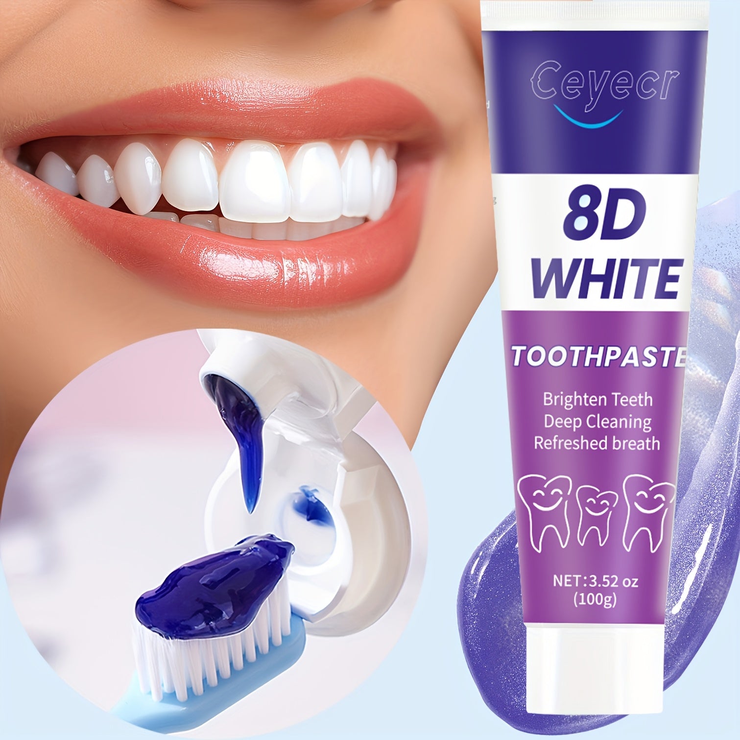 100g White Toothpaste Brightens Teeth Freshens Breath Gum Care