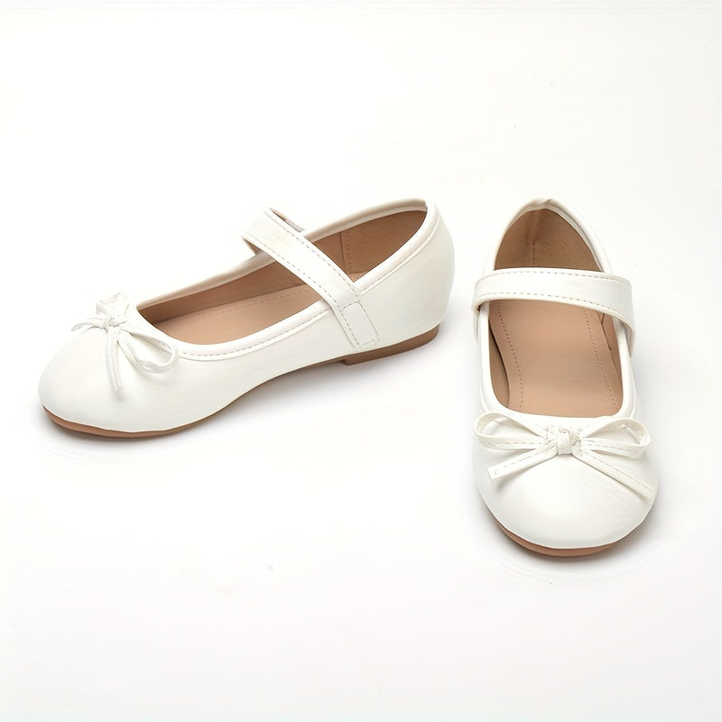 Girls Mary Jane Shoes with Non-Slip Soles Bow Embellishment Casual Flats for Students