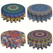 Mantel redondo impermeable de poliéster bohemio con mandala para cocina, comedor y uso exterior