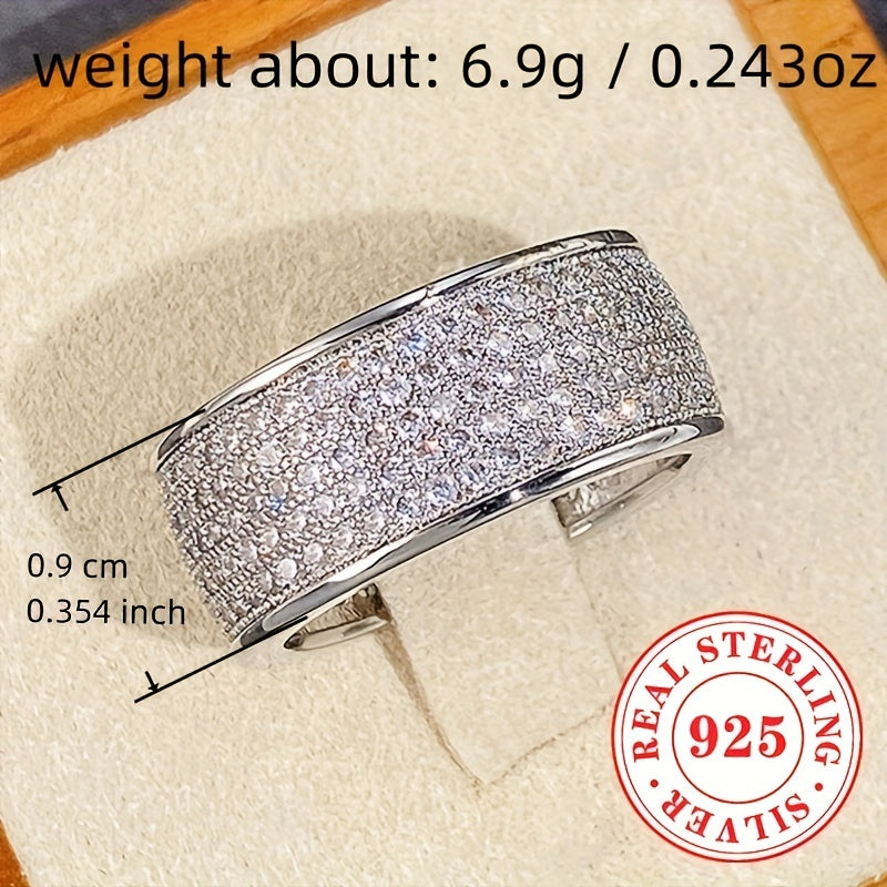 Women's Sterling Silver Ring 6.9g Zirconia Wedding Band Elegant Jewelry