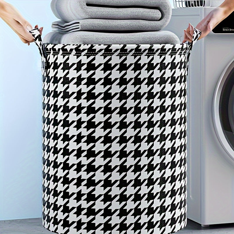 Cesto de ropa de pata de gallo con asas, cesta redonda de tela para almacenamiento en el baño