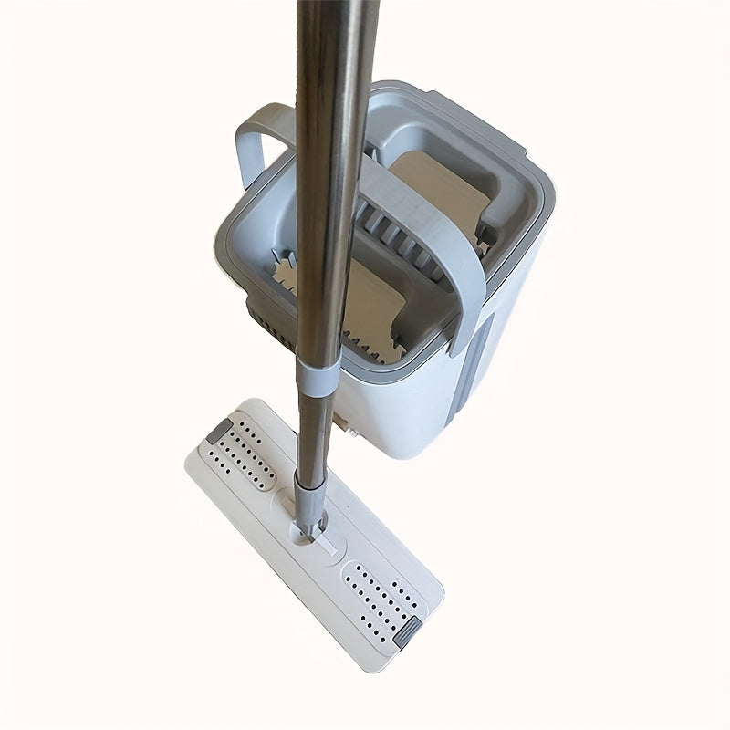 Kit de limpieza para el hogar con fregona y cubo de acero inoxidable, fácil de escurrir, versátil para cocina, baño y sala de estar