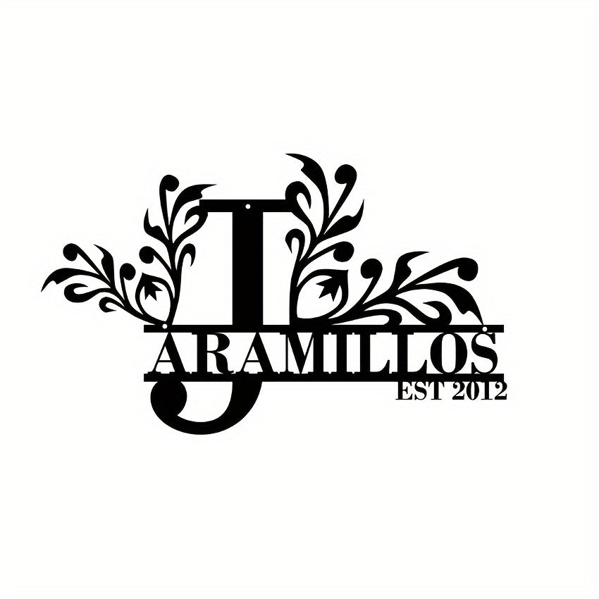 Personalized Metal Family Name Sign Custom Last Name and Date Outdoor Door Hanger