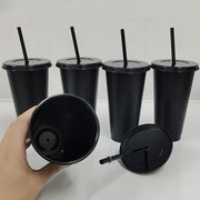 Reusable Plastic Cups with Straws and Lids, 5-Pack for Parties and Gifts
