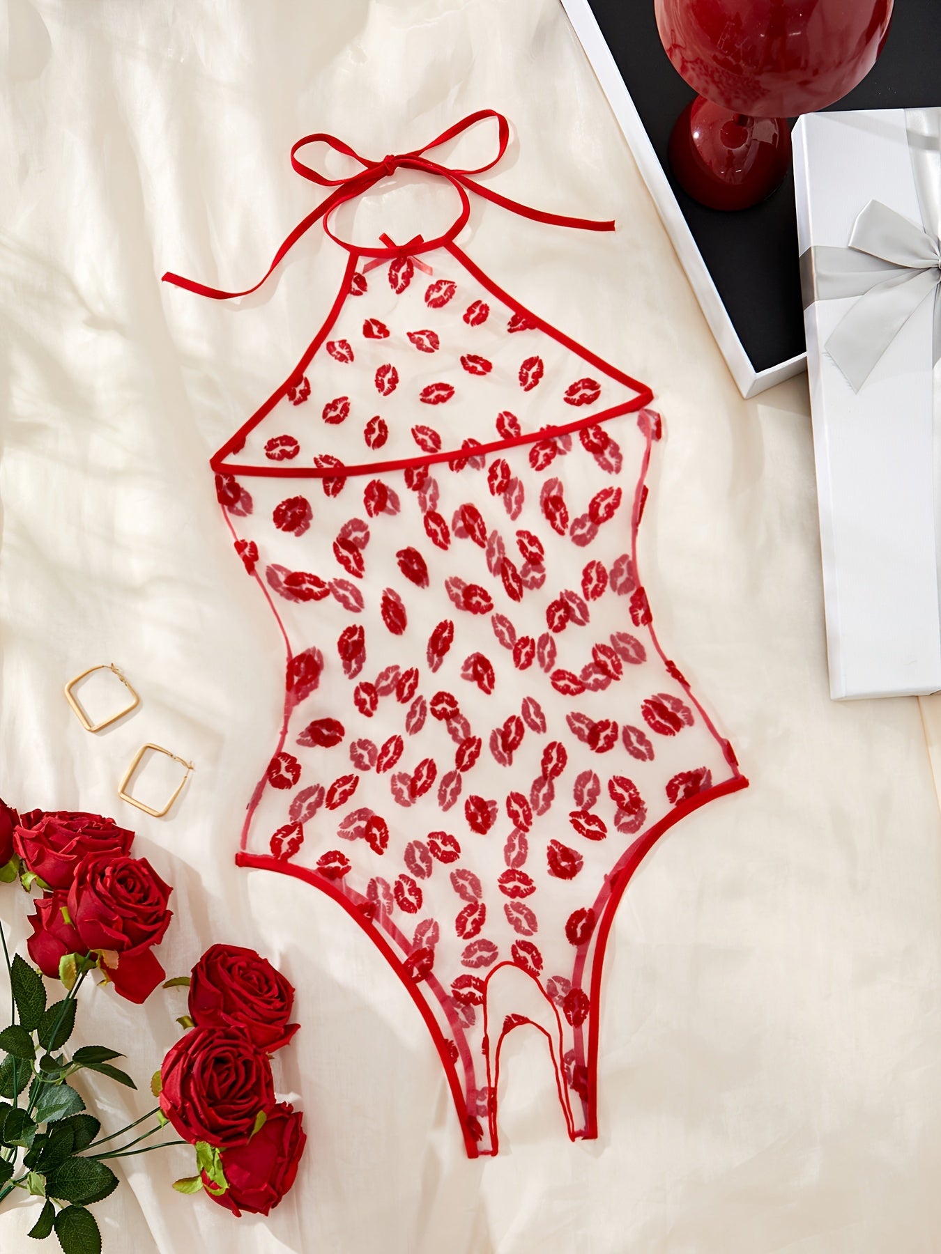 Women's Open-Back Bodysuit Sexy Lingerie Black Size S