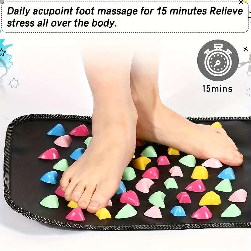 1 dona FootCarePro Reflexologiya Oyoq Massaji Gilami - Charchoqni Yengillashtirish uchun Anti-Skid Akupressura Yürüyüş Yo'lagi Yostiqchasi, Oyoqlar uchun Maxsus Dizayn, O'tirgan Hayot Tarzi, Talabalar, Ofis uchun Portativ