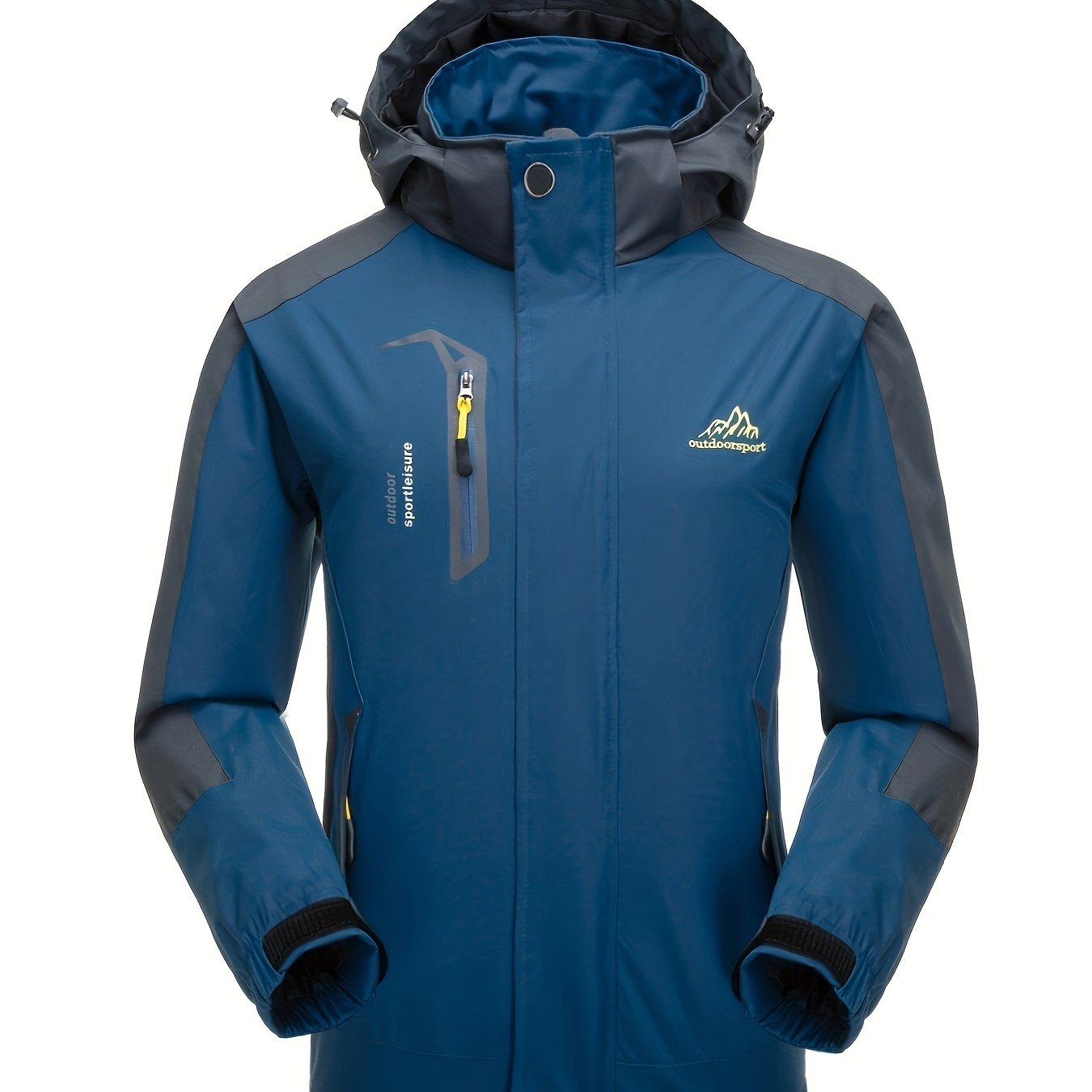 Men's Windproof Hooded Softshell Jacket for Hiking Camping with Multiple Pockets