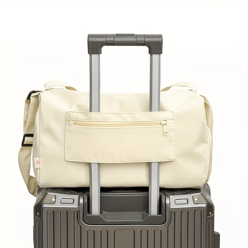 Unisex Nylon Gym Bag with Wet Dry Separation Trolley Sleeve Hand Washable Red Black Beige Green Purple