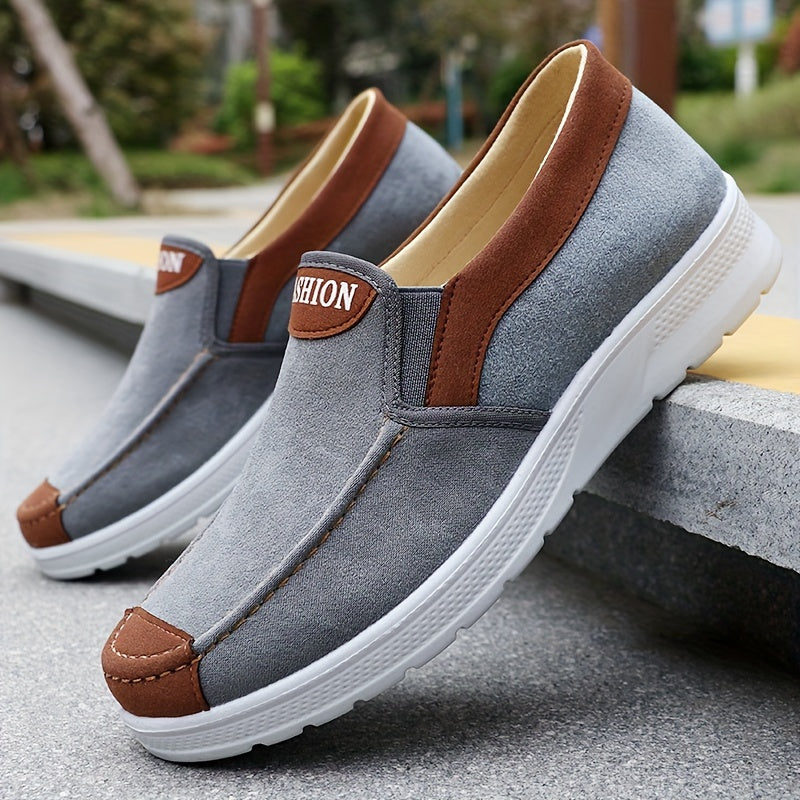 Men's Casual Sports Sneakers Solid Color Slip-On Low Top Breathable Fabric Running Hiking Outdoor
