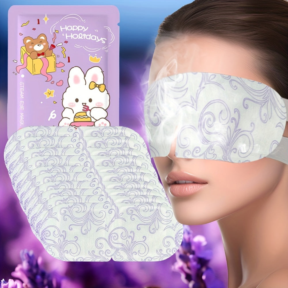 10-Pack Lavender Scented Self-Heating Steam Eye Masks for Sleep Relaxation