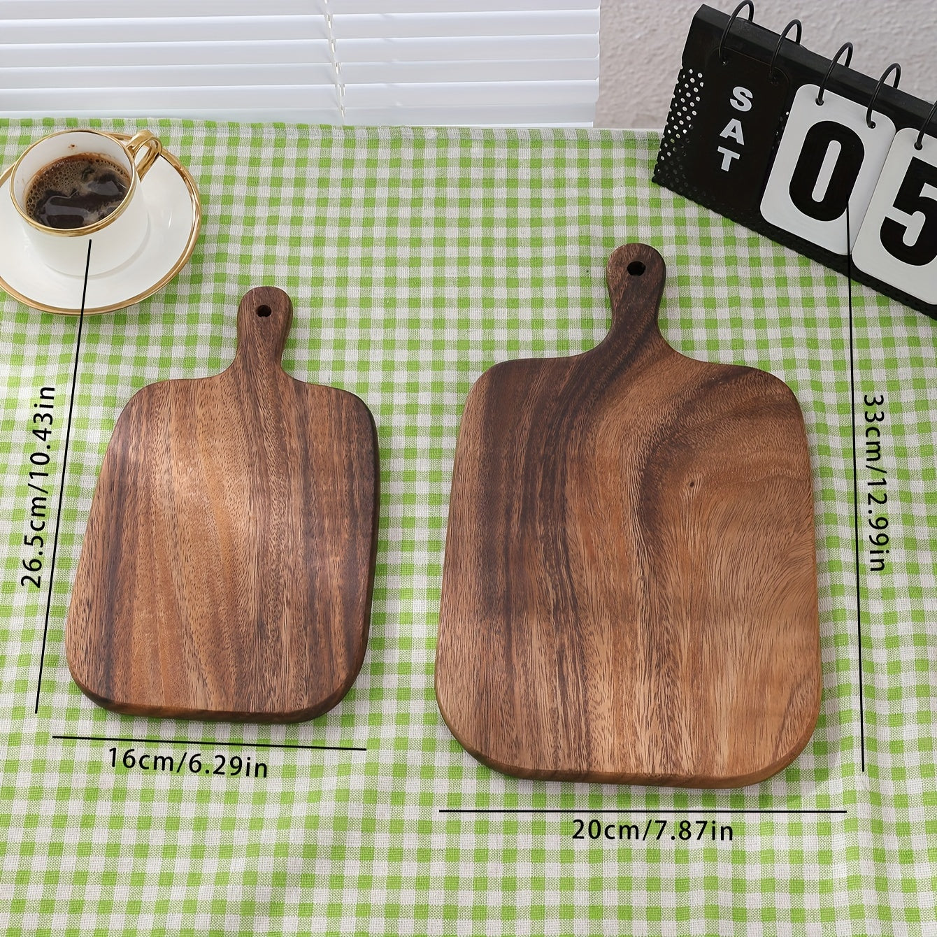 Acacia Wood Bread Board and Cheese Tray Set Food Contact Safe
