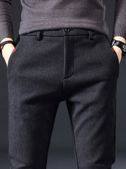 Мужские повседневные деловые брюки классического кроя, однотонные, легкий полиэстер, для всех сезонов